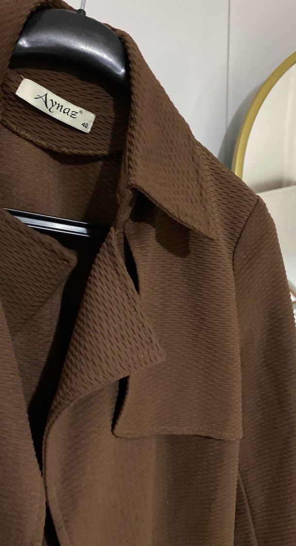 Kadın Kahverengi Uzun Trench Coat - Görsel 4