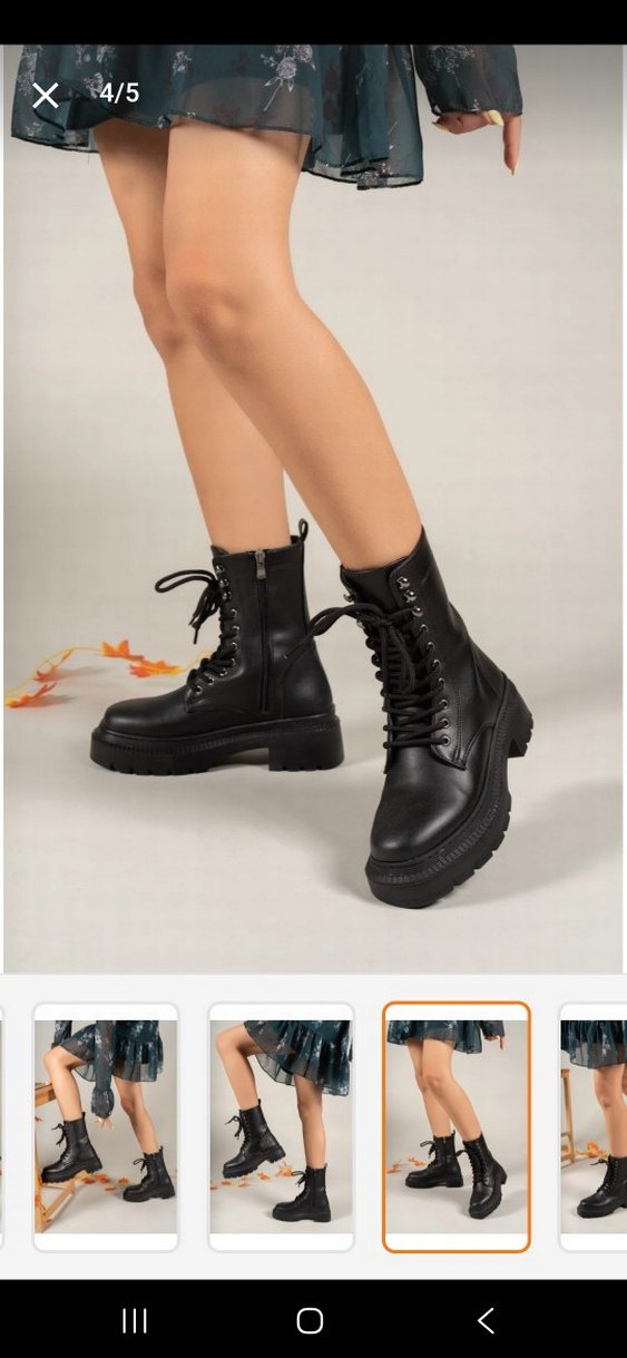 Siyah Platform Topuklu Bağcıklı Bot - Görsel 3