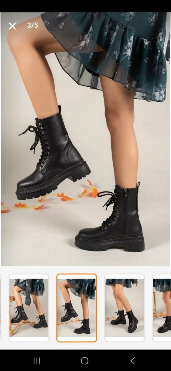 Siyah Platform Topuklu Bağcıklı Bot - Görsel 2