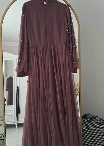 mor Uzun Kollu Bohem Kadın Abiye Elbise - Görsel 2