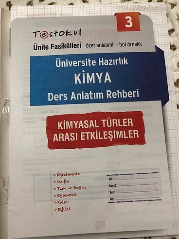 Testokul Yayınları tyt kimya fasikülleri