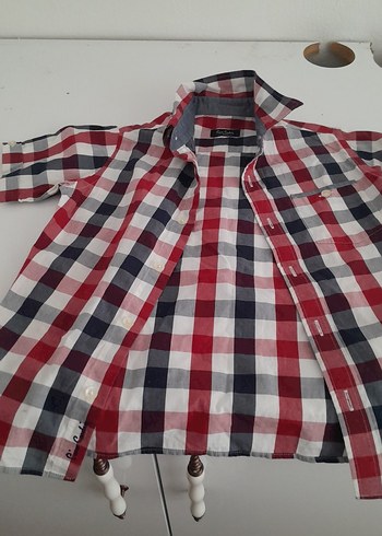 Kırmızı Gri Kareli Kısa Kollu Erkek Gömlek - Görsel 3