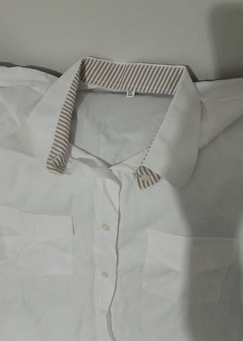 Erkek  Beyaz Kısa Kollu Keten Gömlek - Görsel 2