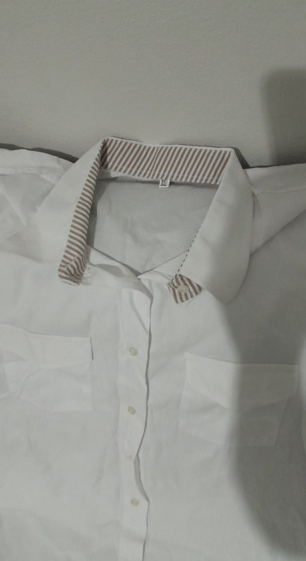 Erkek  Beyaz Kısa Kollu Keten Gömlek - Görsel 2