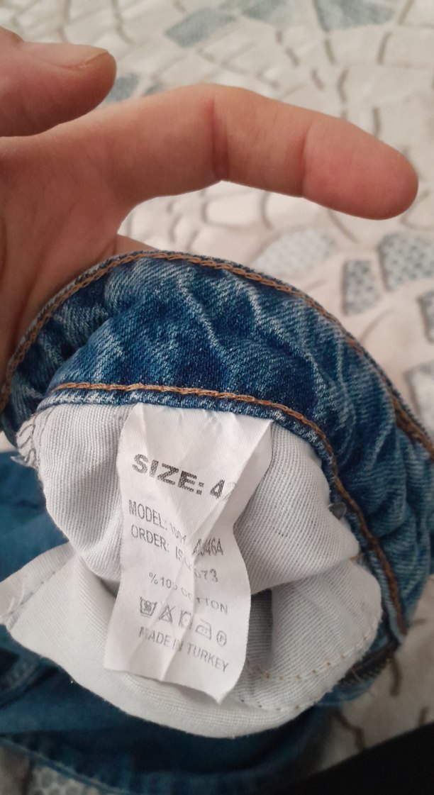 Kadın Mavi Kot Pantolon, Salaş Kesim, Kemerli - Görsel 3