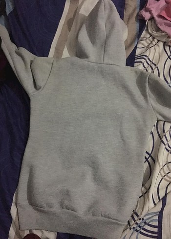 Gri Kapüşonlu Kadın Sweatshirt - Görsel 2