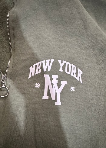 Defacto Haki Fermuarlı Yarım Balıkçı Sweatshirt