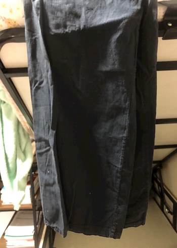 Lacivert Kadın Keten Salaş Pantolon - Görsel 5