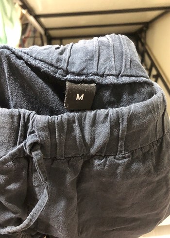 Lacivert Kadın Keten Salaş Pantolon - Görsel 2