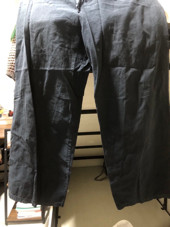 Lacivert Kadın Keten Salaş Pantolon - Görsel 3