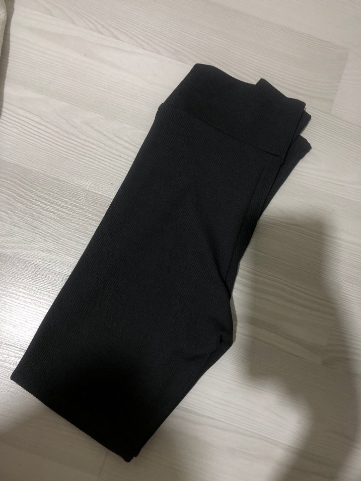 Gri antrasit  fitilli Elastik Kadın Tayt - Görsel 3