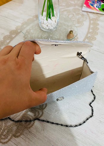  Beden gri Renk Kadın simli abiye çanta