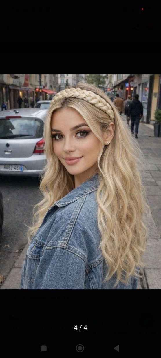 platin sarı Elastik Bohem Saç Bandı - Görsel 4