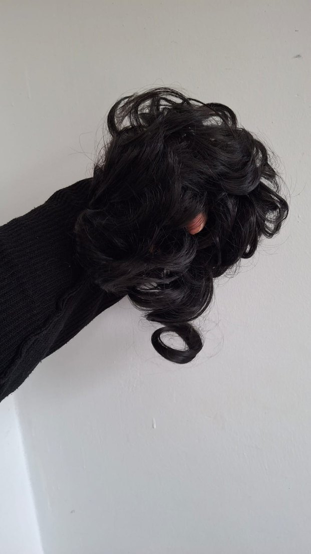 Siyah Kabartmalı Kadın Saç Aksesuarı topuz - Görsel 3