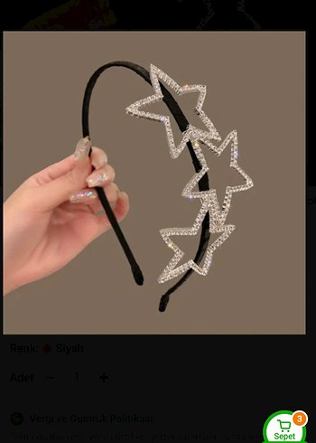 Siyah Parlak Yıldızlı Gotik Taç - Görsel 3