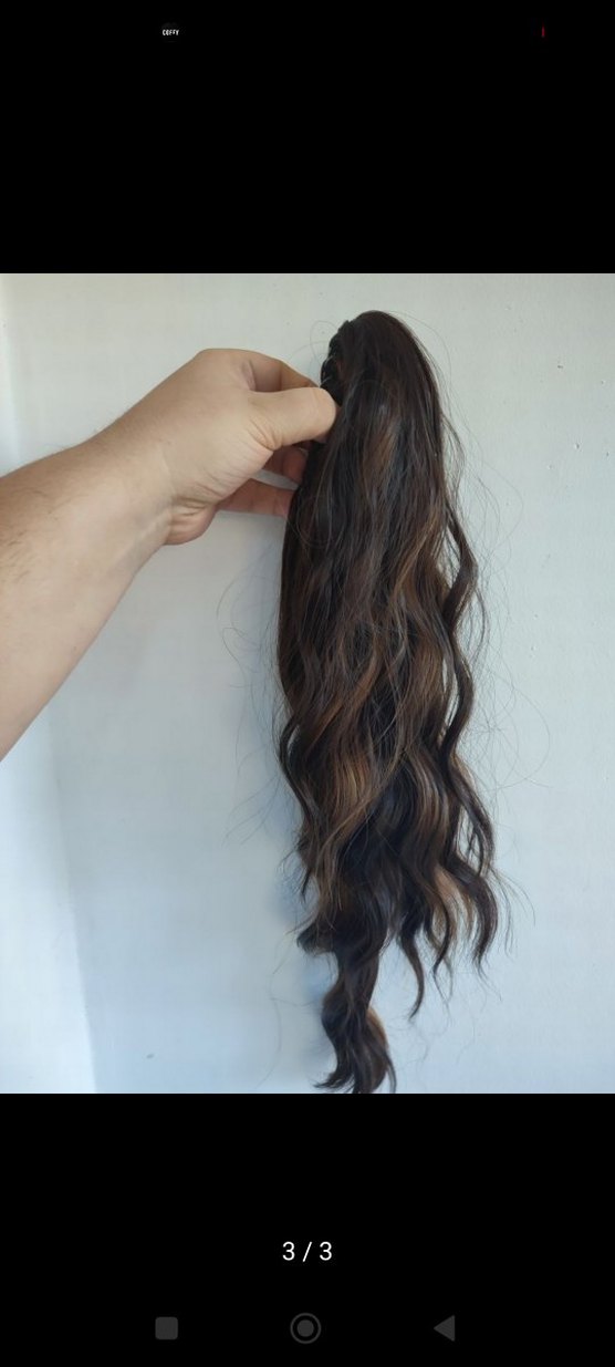 Kahverengi Dalgalı Sentetik Saç Tokası - Görsel 2