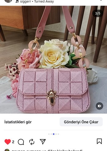 pembe boncuk askılı büyük boy çanta