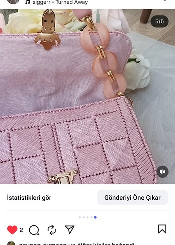 Beden pembe boncuk askılı büyük boy çanta