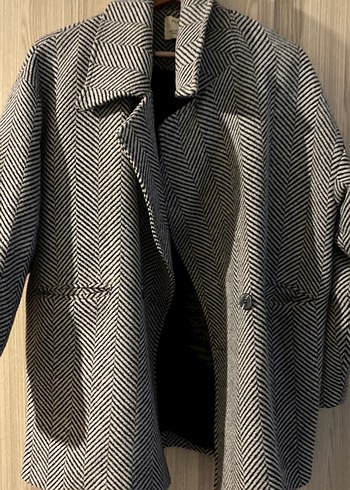 Desenli lacivert gri  Kaban - Görsel 2