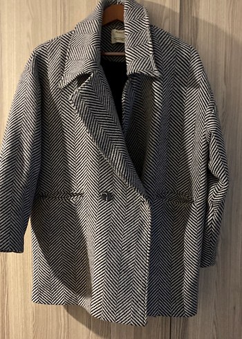 Desenli lacivert gri  Kaban - Görsel 3