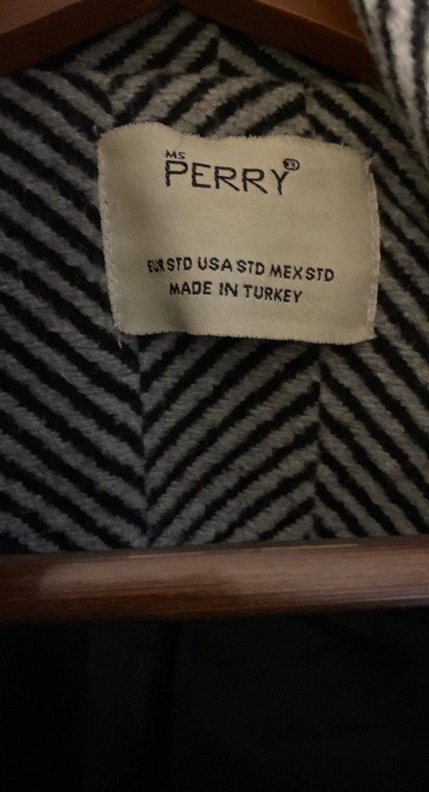 Desenli lacivert gri  Kaban - Görsel 4