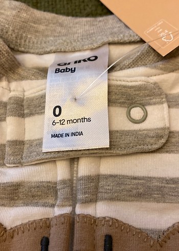 Uzun Kollu Gri Çizgili Bebek Tulum - Görsel 3