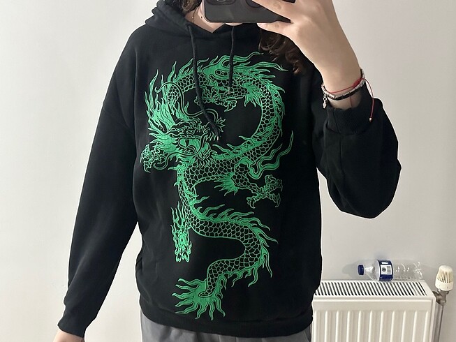 m Beden siyah Renk Baskılı Sweatshirt