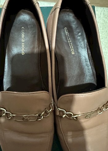 Bej Zincir Detaylı Deri Kadın Loafer - Görsel 2