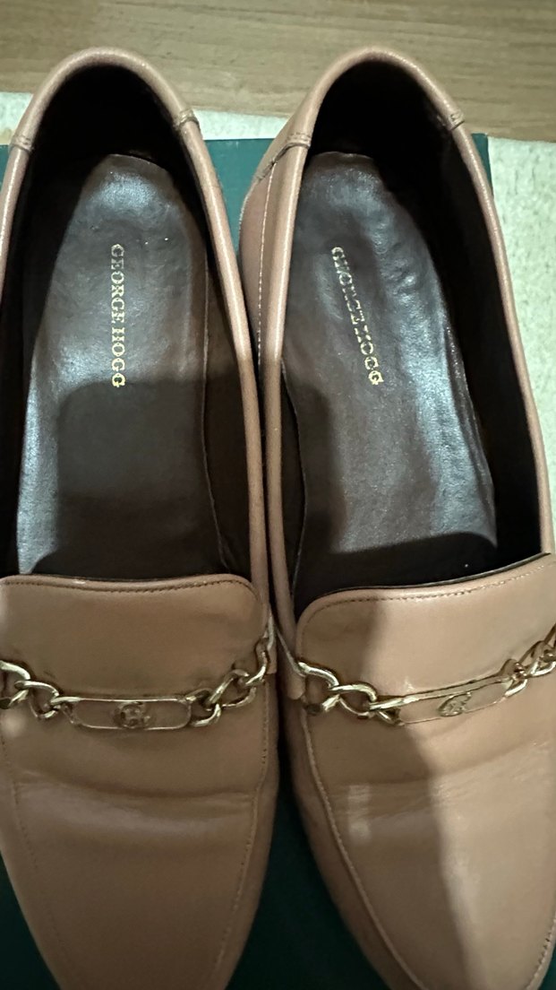 Bej Zincir Detaylı Deri Kadın Loafer - Görsel 2