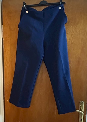 Kadın Mavi Pamuk Normal Kesim Pantolon - Görsel 6