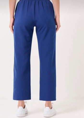 Kadın Mavi Pamuk Normal Kesim Pantolon - Görsel 3