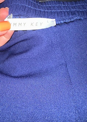 Kadın Mavi Pamuk Normal Kesim Pantolon - Görsel 5