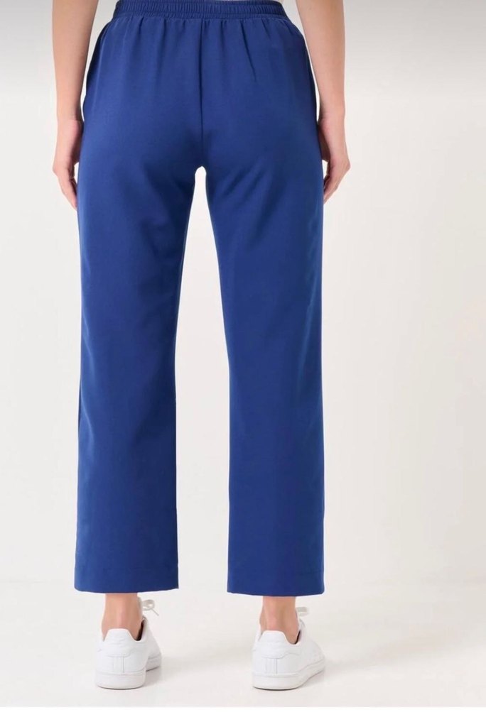 Kadın Mavi Pamuk Normal Kesim Pantolon - Görsel 3