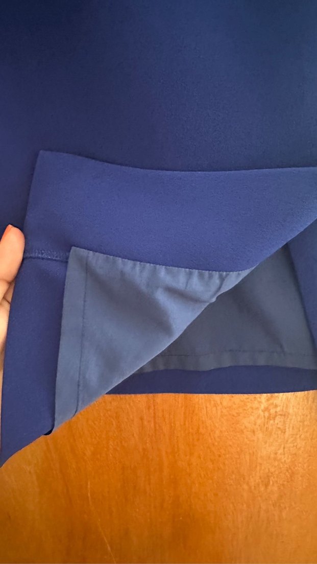 Drapeli Lacivert Midi Kalem Etek - Görsel 3