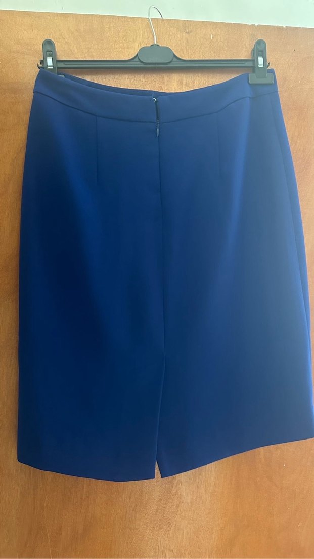 Drapeli Lacivert Midi Kalem Etek - Görsel 2