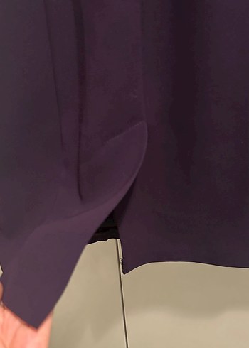 Mor Drapeli Midi Kolsuz Elbise - Görsel 6