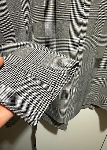 Ekoseli Gri Kadın Blazer Ceket - Görsel 7