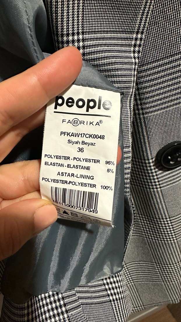 Ekoseli Gri Kadın Blazer Ceket - Görsel 4