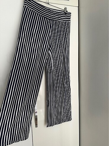 Çizgili bol paça pantalon