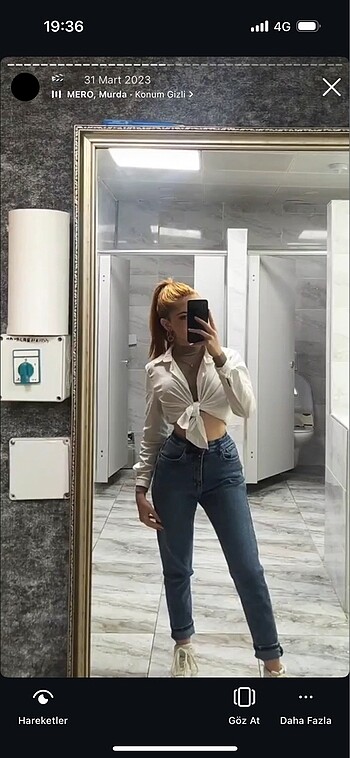 Mavi mom jean kot pantalon