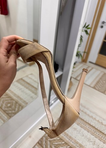 Bej Süet Stiletto Topuklu Kadın Ayakkabı
