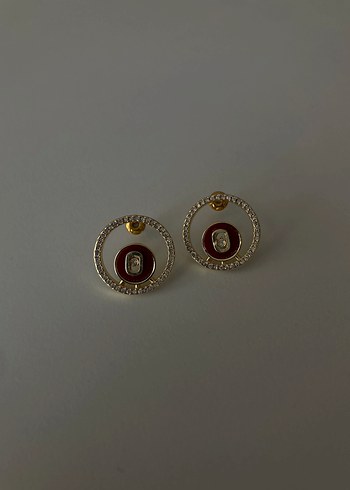Zara Bordo gold taş detay çelik küpe