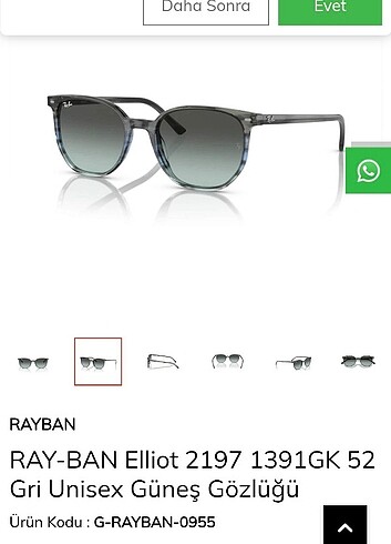 Rayban Elliot Gözlük Gri