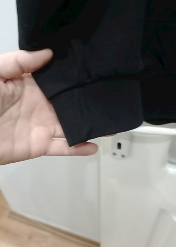 Siyah Oversize Sweatshirt Kapüşonlu - Görsel 3