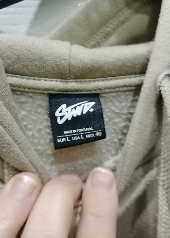 Bej Kapüşonlu Oversize Sweatshirt orjinal - Görsel 3