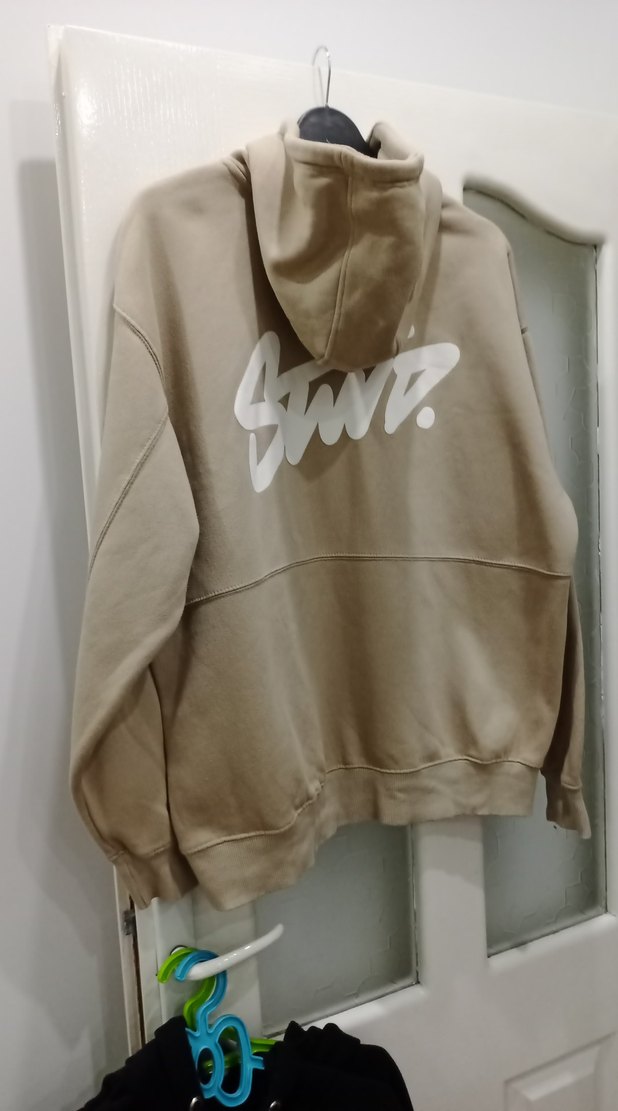 Bej Kapüşonlu Oversize Sweatshirt orjinal - Görsel 2