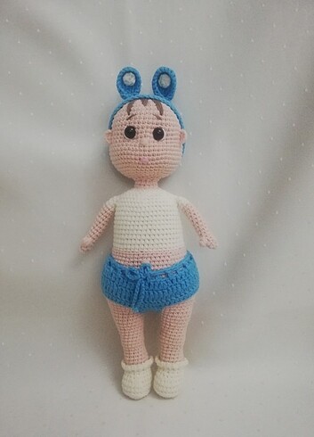 Amigurumi Tavşan Şapkalı Erkek Bebek 