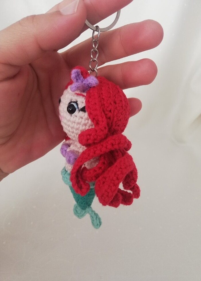 Amigurumi Küçük Denizkızı Ariel Anahtarlık - Görsel 3