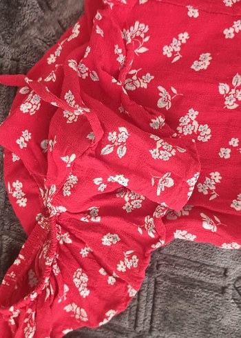 Kırmızı Uzun Bağcıklı Bohem Elbise - Görsel 2