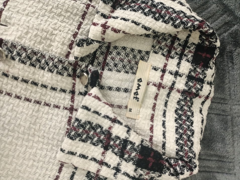 Kadın Gri Ekose Kürklü Ceket - Görsel 2